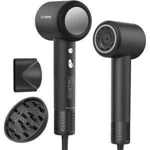 Hair Dryer with Diffuser, 110000 RPM Brushless Motor Ionic Blow Dryer - Black